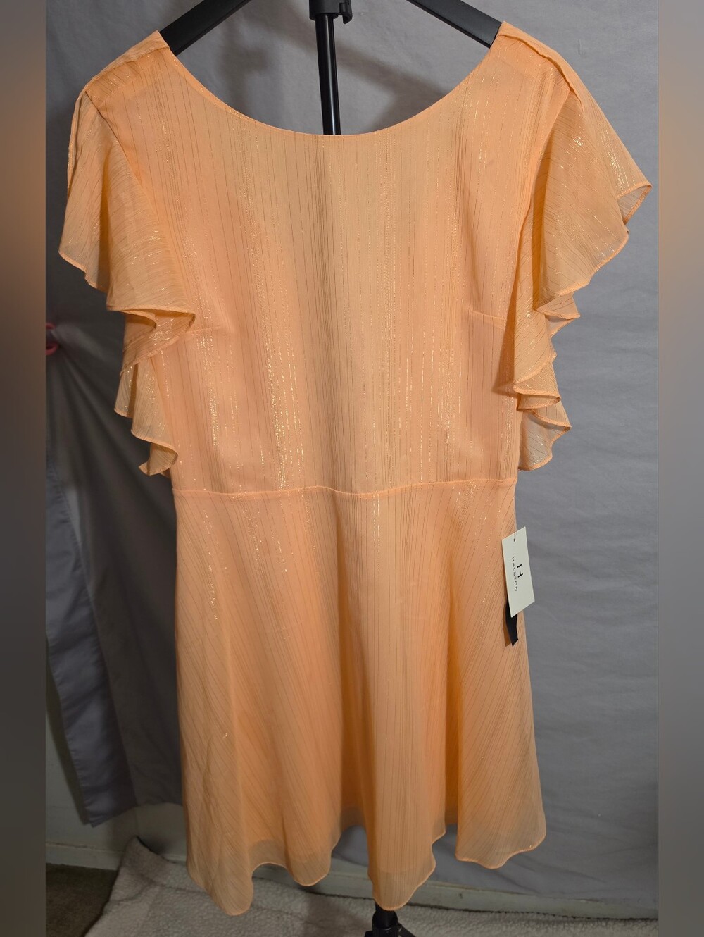 Halston Heritage Peach Shimmer Midi Dress